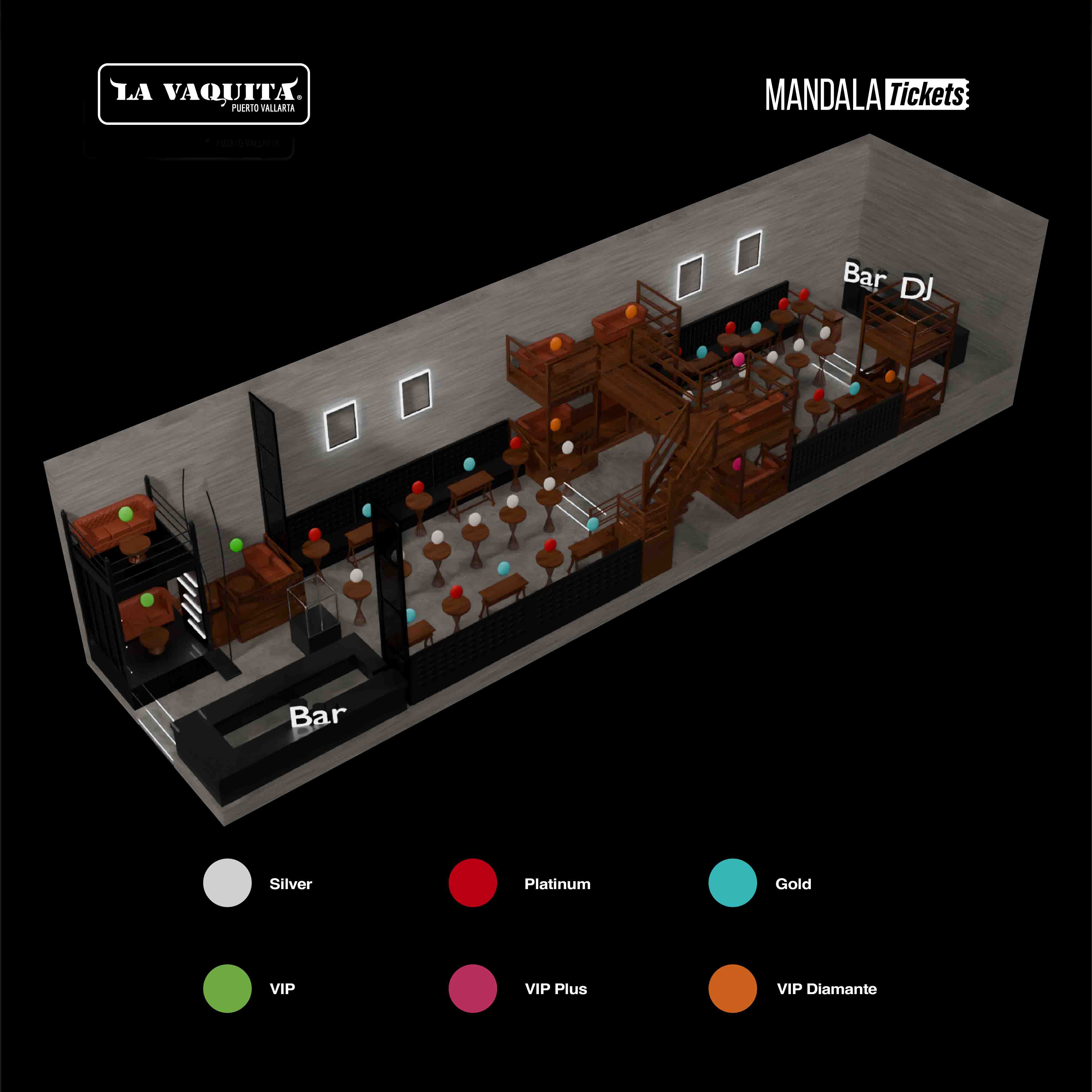 D'Cave Nightclub Cancún - Layout map and area distribution